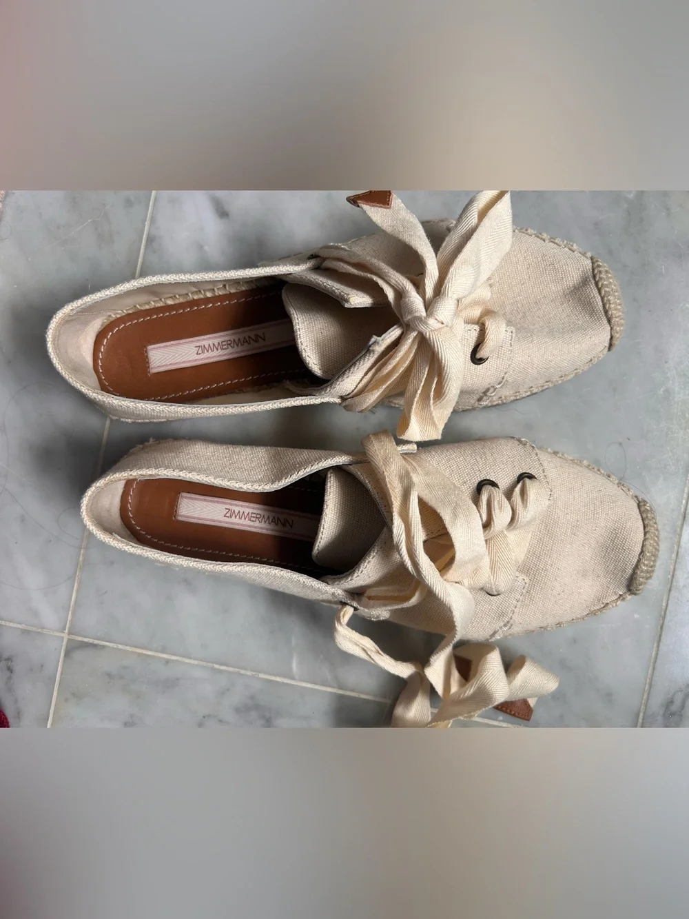 Zimmermann Ivory Canvas Espadrille Lace-Up Shoes